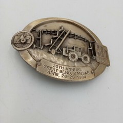 Kansas Farm 3I Show Belt Buckle Great Bend 1984 Tractor Farm Implements KS