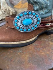 TURQUOISE CONCHO Cowboy WESTERN SILVER BELT CHRISTMAS GIFT BUCKLE Southwest