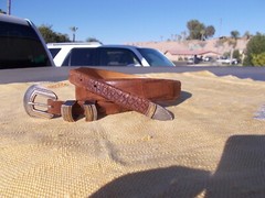 M M Rogers DJM Sterling 14K Buckle Saddlebags Louisiana Wild Alligator Belt 38