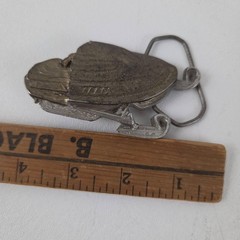 Vintage Gap Belt Buckle Mens Silver Solid Fine Pewter 1996 Western Snowmobile