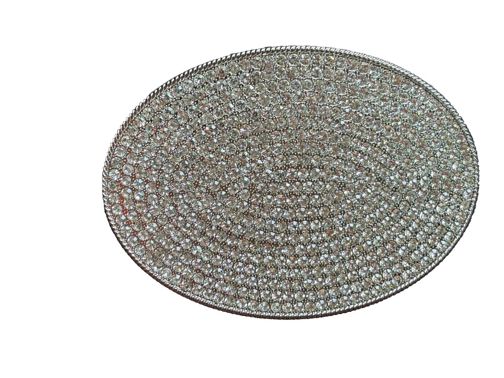 BLING BELT BUCKLE ICED OUT 602 RHINESTONES SILVER METAL HIP ROCK MUSIC NEW BULKY