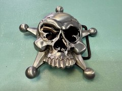 Creepy Skull Grinning Teeth Five Point Star Gothic Punk Cutout Belt Buckle