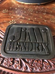 Vintage Authentic Jimi Hendrix Collectible Large Belt Buckle 4&Prime; x 3&Prime; Bronze