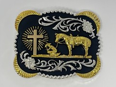 Western Belt Buckle Cowboy Praying Belt Buckle American West USA Belt Buckles