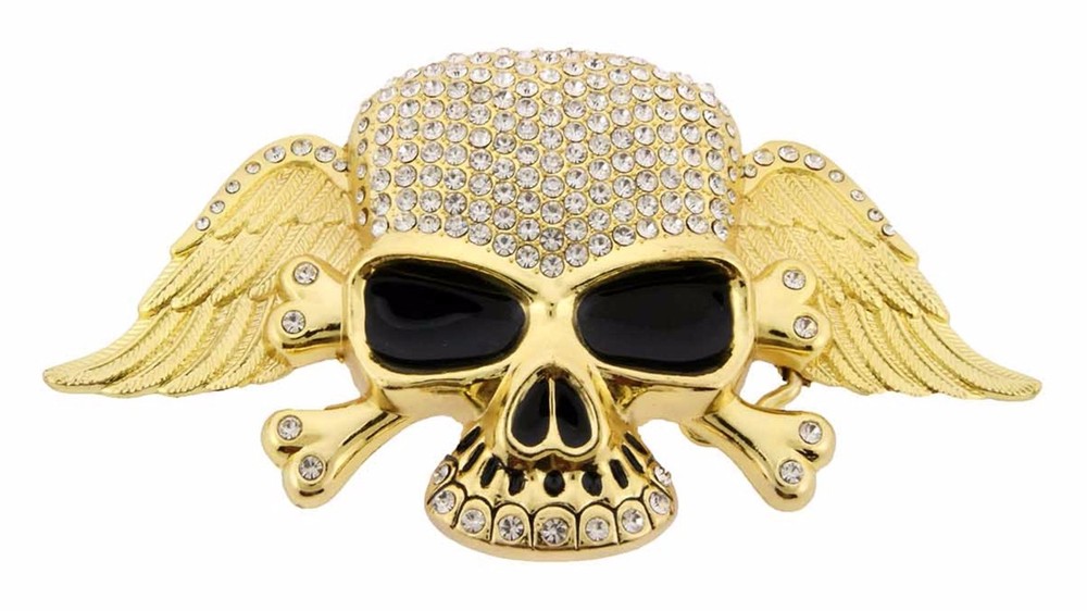 Mens Womens Skull Belt Buckle Metal Tattoo Pirate Cross bones Halloween Costume