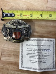 USA Constitution 200th Anniversary Commemorative Belt Buckle – Ltd Ed. w/ COA
