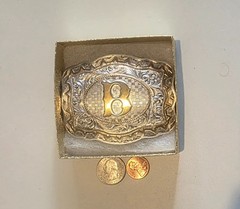 Vintage Metal Belt Buckle, Letter B, Initial B, Crumrine, Cowboy, Rodeo, Nice