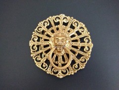 Lion Belt Buckle 4 Inch Brass Finish