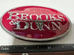 Brooks and Dunn RED Enamel Belt Buckle Solid Metal Country Music Pewter