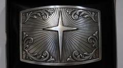NOCONA RECTANGLE FLORAL ACCENTS CROSS BELT BUCKLE M & F Western 37031