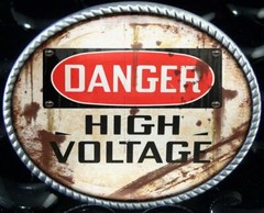 High Voltage Belt Buckle – Danger Grunge Handmade Artisan Buckle