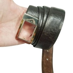 Vintage Lejon Glove Leather Belt Size 36 Brown Gold Buckle Square Pin Closure