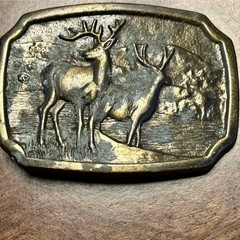 Belt Buckle Mens OS Brass Vintage Deer Wildlife Hunting Fair Outdoor