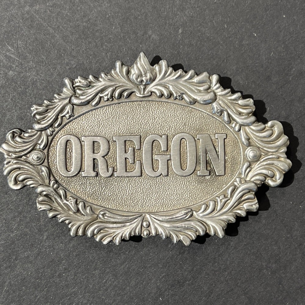 1977 “Oregon” Belt Buckle By Capt. Hawks Sky Patrol Novelty Co Pacific Northwest