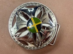 Jamaica Jamaican Flag Spinner Wheel Rim Round Moving NOS Belt Buckle