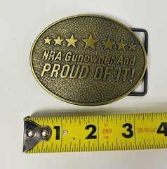 Norman Foundry NRA Gunowner & Proud Of It Belt Buckle Solid Brass