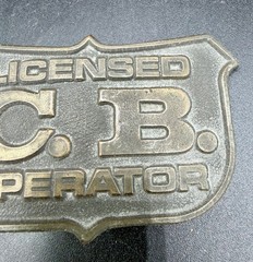 Vintage 1976 Oden Leather Design Brass CB Operator Belt Buckle Trucker Western