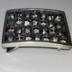 soffer ari belt buckle 925 silver with ruby gemstones in skull eyes