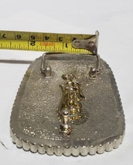 CLEAR CRYSTALS ART FASHION SILVERTONE BELT BUCKLE B FUSSY