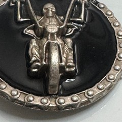 Skeleton Rider Motorcycle Belt Buckle Silver Tone Black Metal Round