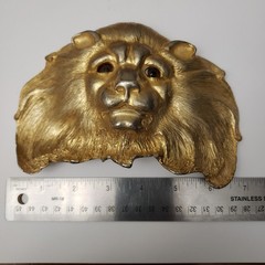 CHRISTOPHER ROSS LION HEAD 1984 GLASS EYES BUCKLE & RED BELT 24kt GOLD PLATED