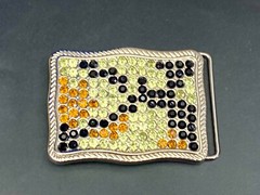 Unique Vintage Mixed Color And Pattern Rhinestone Belt Buckle – F