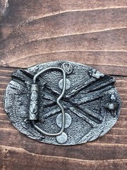 VINTAGE DARTS BELT BUCKLE DARTS & DART BOARD 1984 BERGAMONT BRASS WORKS – New