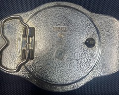 MBCI Belt Buckle Mens Gold Tone Western Cowboy Rodeo Roping Longhorn Enamel