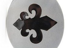 Women Men Belt Buckle Silver Metal Bling Black Fleur De Lis Iris France Flower