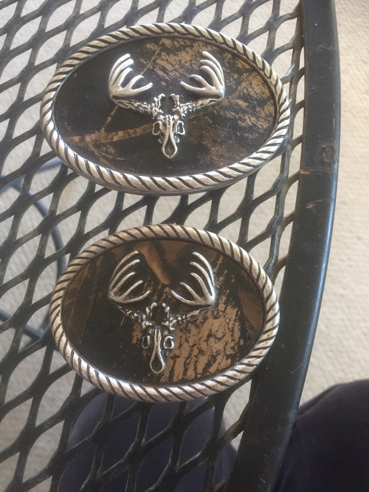 Pair Nocona Western Belt Buckle Longhorn Steer Head Skull Silver And Camo.