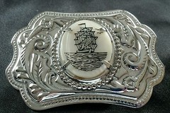 SAILING TALL SHIP RIGGED MASTED OCEAN VESSEL INSERT SILVER TONED BELT BUCKLE