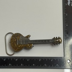Bergamot Brass Works 1987 Guitar Belt Buckle Gold Glitter Made in USA