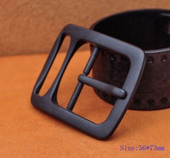 1-1/2&Prime; Heavy Duty Solid Black Matte Center Bar Leather Belt Buckle Replacement