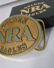 NRA National Rifle Association Golden Eagles Gold-Tone Belt Buckle