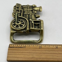 VINTAGE Solid Brass Train Belt Buckle Locomotive Engine Steam