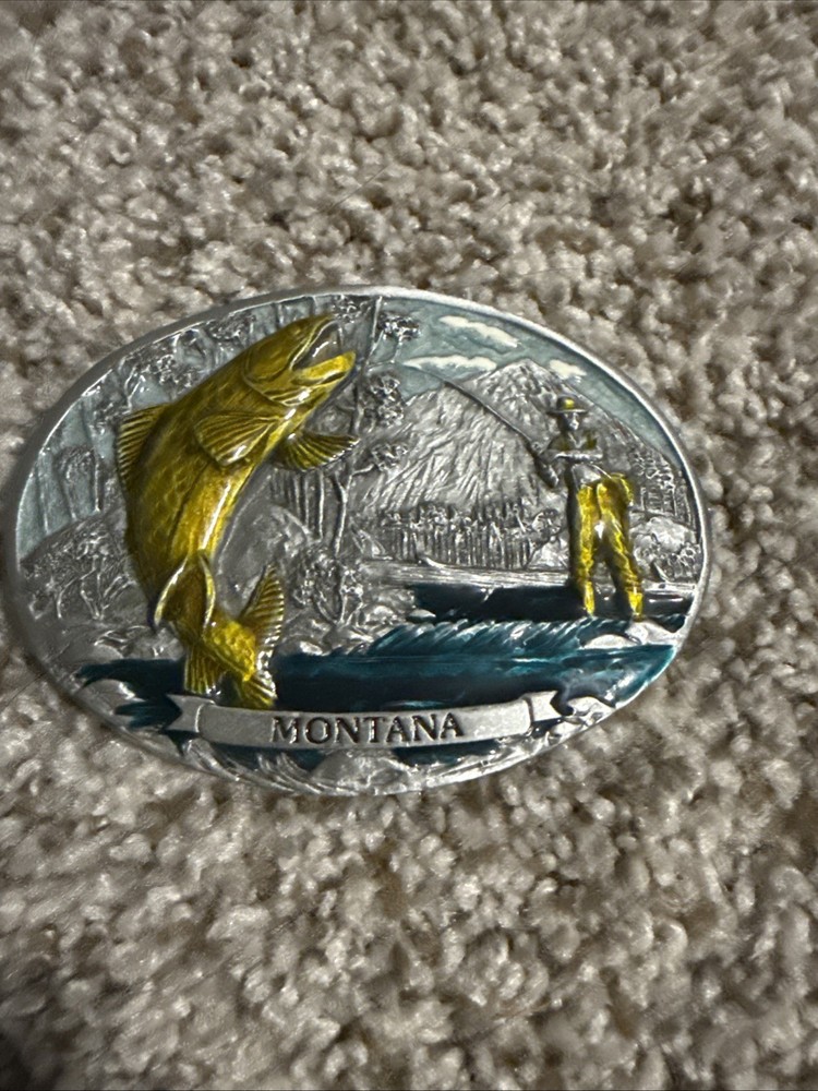 Colorado Silver Star Pewter Belt Buckle Montana 5902 Made In USA