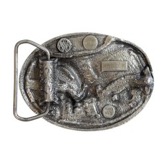 Vintage 1984 Bergamot Brass Works Eagle Silver Tone Pewter Belt Buckle W-146 USA