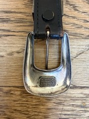 CLINT ORMS Sterling Silver Belt Buckle with Chacon size 38 Leather Belt