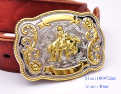 BULL RIDE RODEO LONG HUGE RODEO BIG COWBOY WESTERN GOLD SILVER SHINE BELT BUCKLE