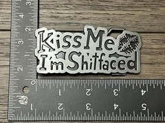 Kiss Me Im Shitfaced Belt Buckle Mens Novelty Metal Pewter Tone 3.5 Wide Retro