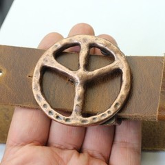 Peace Sign Belt Buckle in Antique Copper, Antique Rustic Interchangeable Buckle