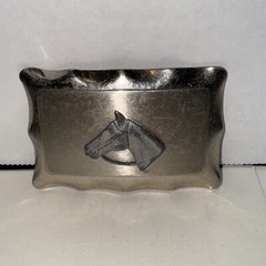 Vintage Brushed / Polished Nickel Horse Head Western Belt Buckle
