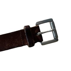 Vintage Brown Leather Belt Solid Brass Buckle Unbranded Boho Western Fits 34&Prime;