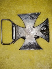 Black Iron Cross Skull Biker Belt Buckle