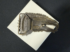 Vintage Indiana Metal Craft Bronze Eagle Head Belt Buckle Signed J R Gray