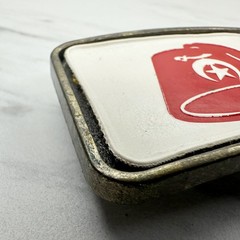 Vintage Shriners Fez Belt Buckle Red White Insert Masonic Fraternal