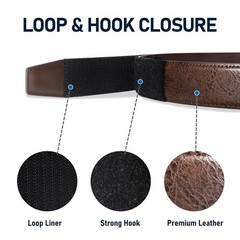 Mechanic Buckless Belts for Men No Fit Waist 36&Prime;-38&Prime;, Retro Brown Leather
