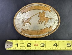 Vintage German Silver Western Belt Buckle Cowboy Roping Vj07