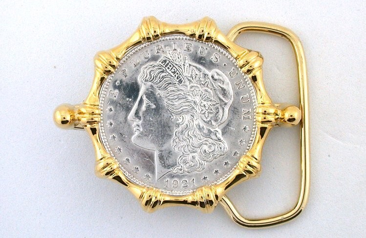 1921 Morgan Silver Dollar Goldplated Belt Buckle EPBB48-121222