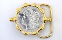 1921 Morgan Silver Dollar Goldplated Belt Buckle EPBB48-121222